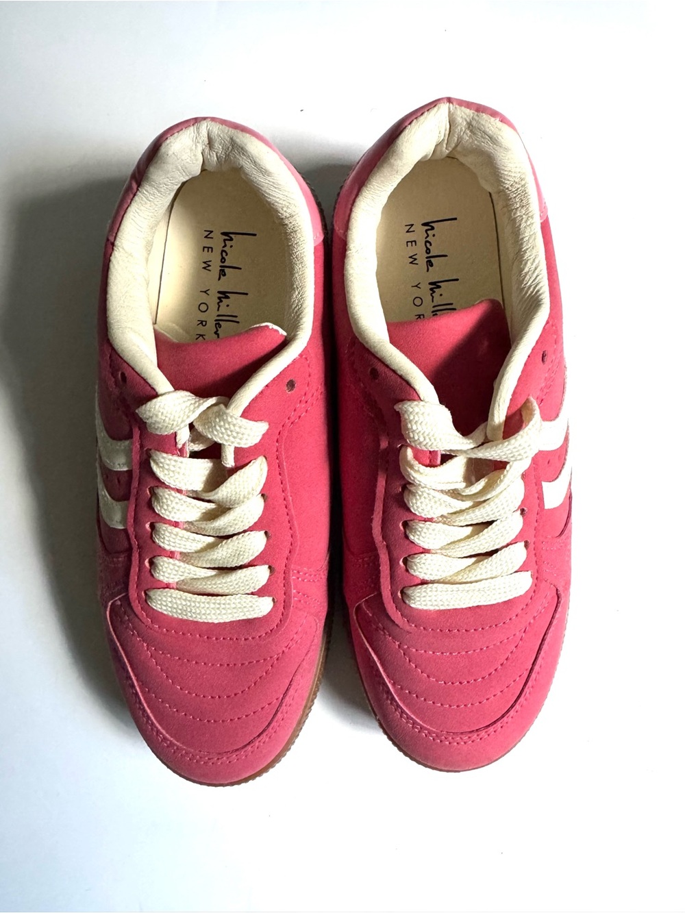 Nicole Miller Hot Pink and Cream Lace-Up Women's Sneakers
